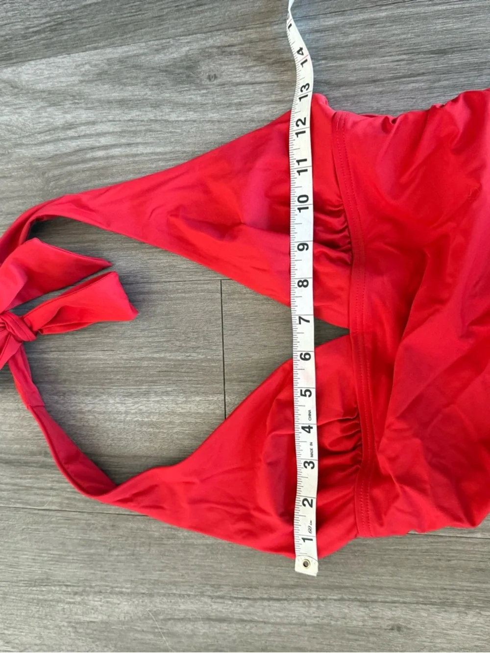 DKNY Women's Triangle Halter One Piece Red Swimsuit Rouched Front - Picture 10 of 13